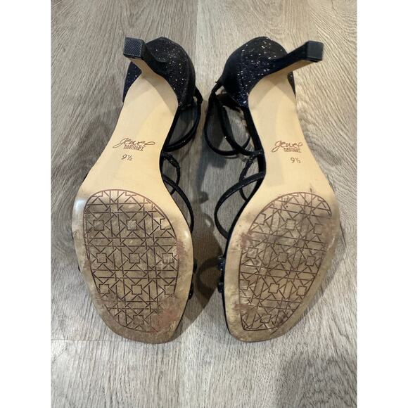 Jewel Badgley Mischka Flor Strappy Heels Black Glitter Size 9.5, Box Included - Picture 4 of 7